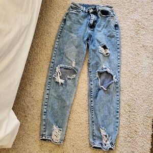 SHEIN Distressed Denim Mid Rise Jeans Size 26" Waist X 32" Length